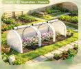 Portable 9.7x3x2.5 Foot Tunneled Greenhouse White with 3 Zippered Doors Water UV Fighting PE Cover for Gardening