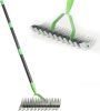 Thatch Rake for Lawns, Dead Grass Dethatcher Rake Removal Tool Heavy Duty Long Handle 54 inch