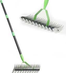 Thatch Rake for Lawns, Dead Grass Dethatcher Rake Removal Tool Heavy Duty Long Handle 54 inch
