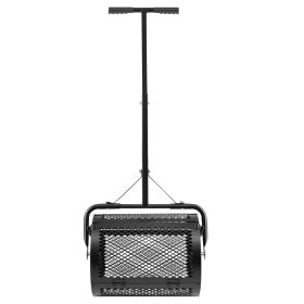 Compost Spreader, 16.5" Wide Peat Moss Spreader with T Shaped Handle, 3 Heights Adjustable, Powder-Coated Steel Garden Peat Moss Roller