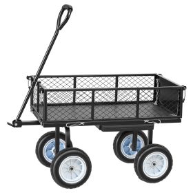 Garden Cart with Seat, 500 LBS, Rolling Steel Garden Work Seat with Wheels, Heavy Duty Gardening Stool, with Tool Tray & Adjustable Handle