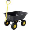 Metal Dumping Cart, 600lb Garden Cart Utility Yard Cart, Black Metal Large Bed,10 Inch Tires, for Lawn, Gardening
