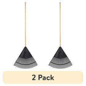 24-Inch Wood and Poly Leaf Rake – 2 Pack, Lightweight Garden Raking Tool