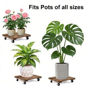 12inch*12inch Square Wooden Plant Cart: Natural Beauty, Easy Mobility, Perfect for Gardening