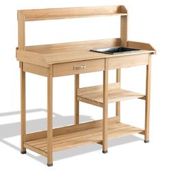 Garden Wooden Planting Potting Bench Table with Shelves