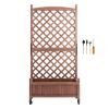 2PCS Raised Garden Bed with Trellis, 60"x13"x61.4" Outdoor Raised Wood Planters with Drainage Holes