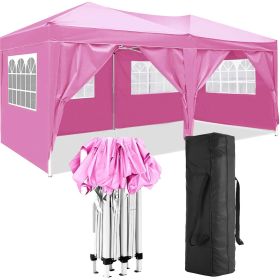 10'x20' Folding Canopy with 6 Removable Sidewalls Outdoor Event Shelter UPF 50+ Gazebo Portable Tents for Parties Beach Camping Wedding EZ Pop Up