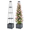 2Pack Raised Garden Bed Boxes With Trellis 56" Tomato Self-Watering Planter Box Indoor Outdoor With 4 Adjustable Heights 10 Clips 65Ft Ties For Climbi