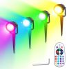 Color Changing Stake Landscape Lights 4Pcs Ip65 Waterproof Led with Remote Control 16 Color Dynamic Lights Lawn, Backyard, Pathway, and Garden