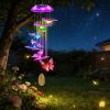 Solar Butterfly Wind Chime With Aluminum Tubes 7 Color Changing Wind Chime For Outside Ip44 Waterproof Outdoor Garden Yard Decor