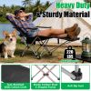 Reclining Camping Chair With Footrest 4-Position Adjustable Outdoor Folding Chair Heavy Duty Portable Camping Lounge Chair With Headrest Cup Holder