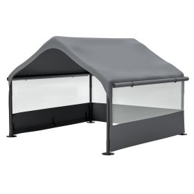 Extra Large Outdoor Dog House Tent 4'X4'X3' Breathable Outdoor Enclosure With 3-Sided Roll-Up Mesh Windows Ground Stakes Storage Bag For Critters