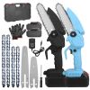 Mini Chainsaw Portable Handheld Cordless Small Chain Saw Battery Powered With 2Pcs 2200Mah Rechargeable Batteries 4In/6In Chains For Pruning