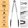 Tongs Stainless Steel Locking Food Tongs 3Pcs with Silicon Tips Bpa Free Non-Stick Bbq Cooking Grilling Locking Food Tongs High Heat Resistant