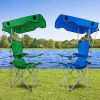 Foldable Canopy Chair Sun Protection 330Lbs Load Folding Seat Cup Holder Camping Backyard Gardening Poolside Travel Picnic
