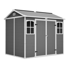 Outdoor Storage Shed With Floor Lockable Garden Shed With 2 Windows Ventilation & Sloped Roof Weather-Resistant For Garden Tools Lawn Equip