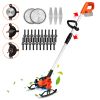 Cordless Grass Trimmer With Wheels 2Pcs 3.0Ah Batteries Rechargeable 3 Types Of Blades Head Angle Adjustable Lightweight