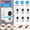 Ultrasonic Insect Repellent Indoor Plug 6 Pack 32-120Khz Bug Repellent Mosquito Roaches Mice Control With 3 Modes For Bedroom Garage