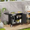 Outdoor Grill Cart With Storage Outdoor Grill Table With Sink Wheels Fold-Down Side Table For Patio Backyard Bbq