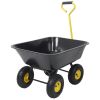 Metal Dumping Cart, 600lb Garden Cart Utility Yard Cart, Black Metal Large Bed,10 Inch Tires, for Lawn, Gardening