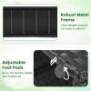49" Black PE Rattan Raised Garden Bed with Trellis Adjustable Foot Pads Outdoor Planter Box