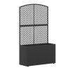 49" Black PE Rattan Raised Garden Bed with Trellis Adjustable Foot Pads Outdoor Planter Box