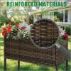 Elevated Planter Box with Rattan Wicker Look Raised Garden Bed Portable Design for Herbs Vegetables Tool Storage Shelf