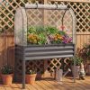 3-in-1 Metal Raised Garden Bed with Mini Greenhouse Cover, Elevated Planter Box - Gray