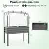 3-in-1 Metal Raised Garden Bed with Mini Greenhouse Cover, Elevated Planter Box - Gray