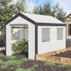 10' x 7' Walk-In Tunnel Greenhouse Garden Hot House w/Roll-Up Windows Zippered Door White/Dark Grey Gardening Essentials