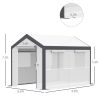10' x 7' Walk-In Tunnel Greenhouse Garden Hot House w/Roll-Up Windows Zippered Door White/Dark Grey Gardening Essentials