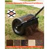 Compost Spreader, 16.5" Wide Peat Moss Spreader with T Shaped Handle, 3 Heights Adjustable, Powder-Coated Steel Garden Peat Moss Roller