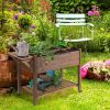 Raised Garden Bed 49x21x34 with Grow Grids & Storage Shelf on Wheels Brown