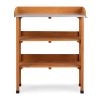 Outdoor Garden Potting Bench Table, Wooden Horticulture Planting Worstation with Metal Tabletop, 2 Storage Shelves, 3 Hooks, Natural Wood