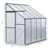 8' x 4' x 7' Hobby Greenhouse, Walk-in Lean-To Polycarbonate Hot House Kit with Aluminum Frame, Sliding Door, Roof Vent, Green
