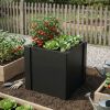 Raised Garden Bed Galvanized Planter Box Outdoor with Gloves for Gardening Vegetables, Flower, Herb, 1.4 x 1.4 x 1.5 ft, Black