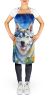 Siberian Husky in Sunflowers Apron Cooking Kitchen Server Baking Crafts Gardening for Adult Women Men, Unisex, Large, Multicolor
