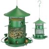 Wild Bird Feeder Squirrel-Proof Chew-Proof Metal Bird Seed Feeder Outdoor Hanging Bird Feeder With 360° Circular Perches Water Cups For Yard Garden Pa