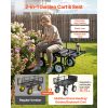 Garden Cart with Seat, 500 LBS, Rolling Steel Garden Work Seat with Wheels, Heavy Duty Gardening Stool, with Tool Tray & Adjustable Handle