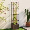 Raised Garden Bed with Trellis, Tomato Cage with Lockable Wheels, Self Watering Planter Box with Drainage Holes, Brown
