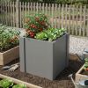 Raised Garden Bed Galvanized Planter Box Outdoor with Gloves for Gardening Vegetables, Flower, Herb, 1.4 x 1.4 x 1.5 ft, Gray