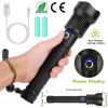 Led Tactical Flashlights 30000Lm Usb Rechargeable Flashlight Water-Resistant Zoomable Led Torch 3 Modes Sos 3200Mah Battery