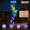 Solar Hummingbird Wind Chime With Aluminum Tubes 7 Color Changing Wind Chime For Outside Ip44 Waterproof Outdoor Garden Yard Decor