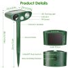 Solar Ultrasonic Animal Repeller Pir Sensor Animal Repellent Chaser With Flashing Light Ipx4 Waterproof For Chasing Deer Raccoon Squirrel Rat Skunk