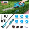 Pole Mini Hedge Trimmer & Grass Shear Electric Cordless Handheld Hedge Trimmer With 90° Rotatable Head Telescopic Extension Pole Gloves Goggles