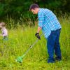 Cordless Rechargeable Grass Trimmer Weed Cutter 21V 300W 18000M/Min 2 Stainless Steel Blades 10 Plastic Blades Garden Lawn Fence