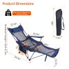 Foldable Camping Chair 330Lbs Ld Heavy Duty Steel Lawn Chair Collapsible Chair With Reclining Backrest Angle Cup Holder Pillow Side Pocket Carry Bag