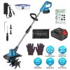 Battery Powered Tiller 800W 21V Cultivator 3.0Ah With 8.66" Width 6.69" Depth Manganese Steel Tines For Soil Cultivation Weeding Garden Lawn