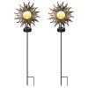Solar Powered Sun Stake Lamp Ip54 Waterproof Decorative Lamp Crackle Glass Globe Stake Lights For Garden Lawn Yard Driveway