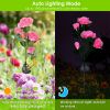 Solar Powered Outdoor Rose Flower Led Decorative Lights 2Pcs Water Resistant Pathway Stake Lights For Garden Patio Yard Walkway
